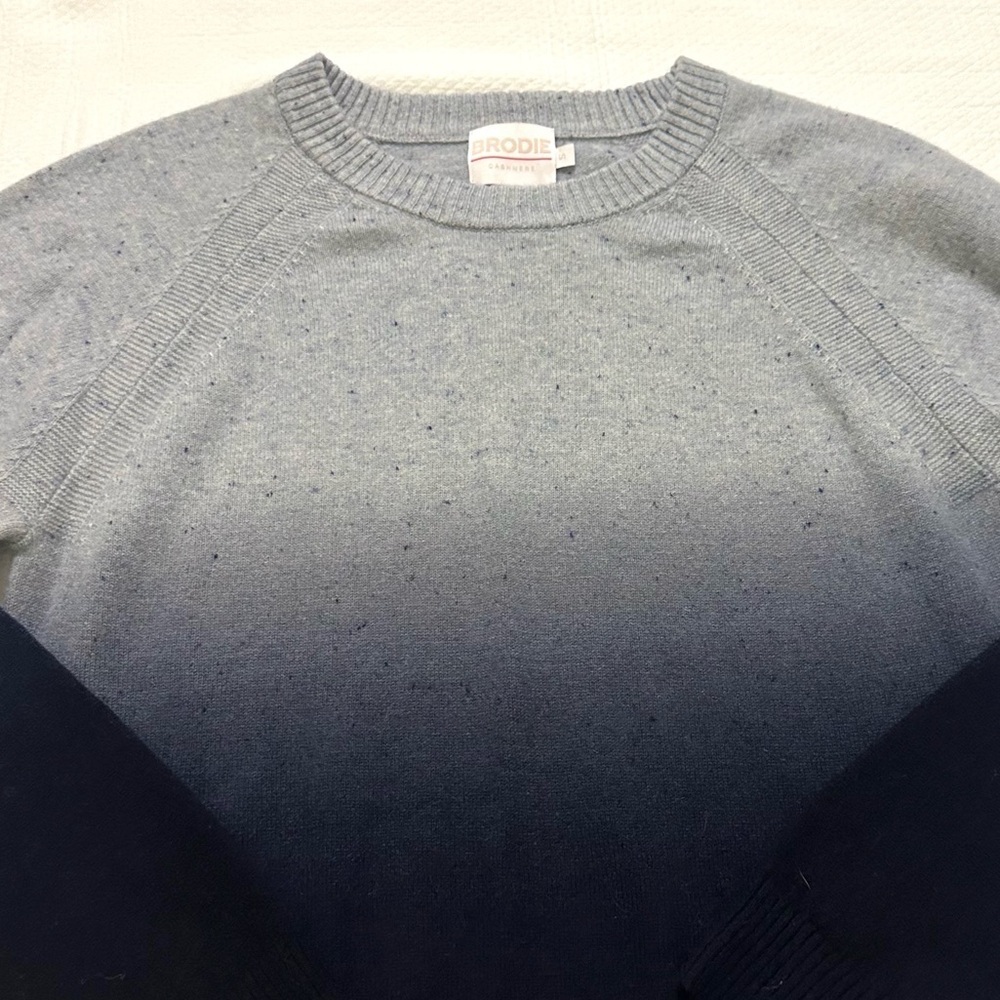 Brodie Cashmere The Ivy Ombre Cashmere Sweater - Blue SMALL - Picture 5 of 7